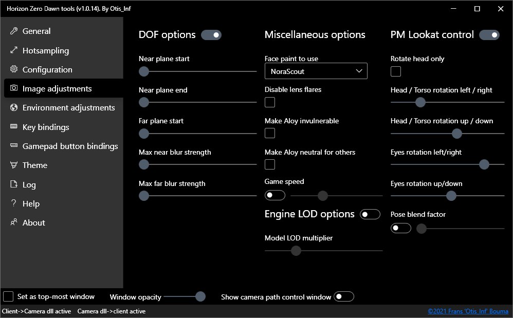 Horizon Zero Down Images Adjustments tab