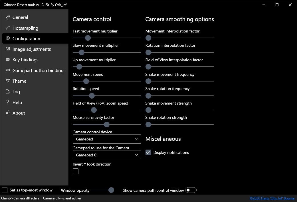Crimson Desert Configuration tab